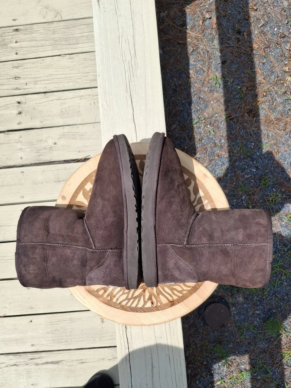 UGG Women's Classic Chocolate Brown Suede Sherling Lined Short II Boots Sz 10